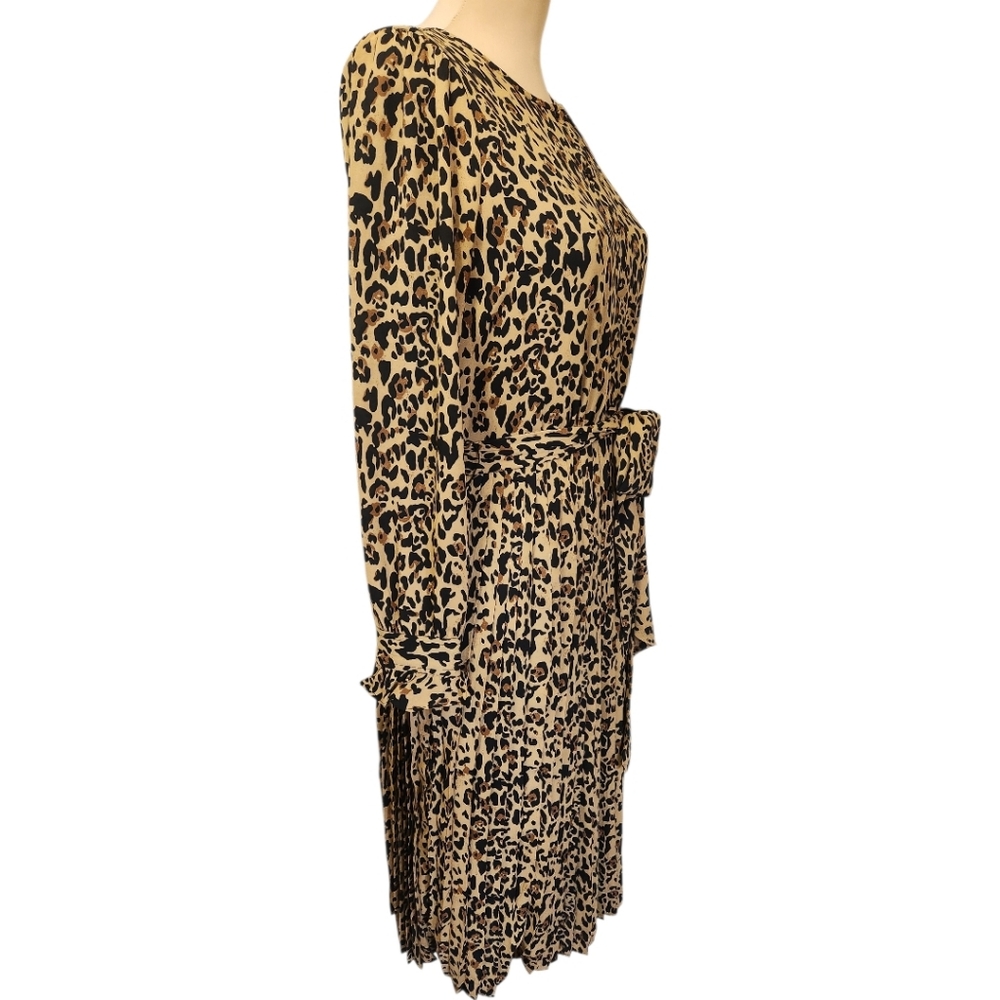 J CREW Carly Leopard Print Pleated Midi Dress - Size S - Picture 6 of 16